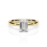 KAYLA | Classic Solitaire Emerald Cut Diamond Ring in Yellow & White Gold