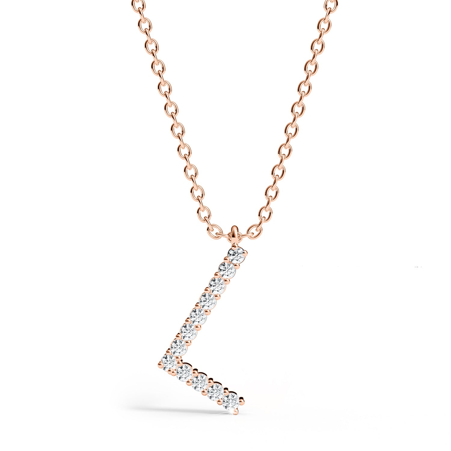 PENELOPE | Diamond Letter Pendant in 9ct Rose Gold (A-Z)