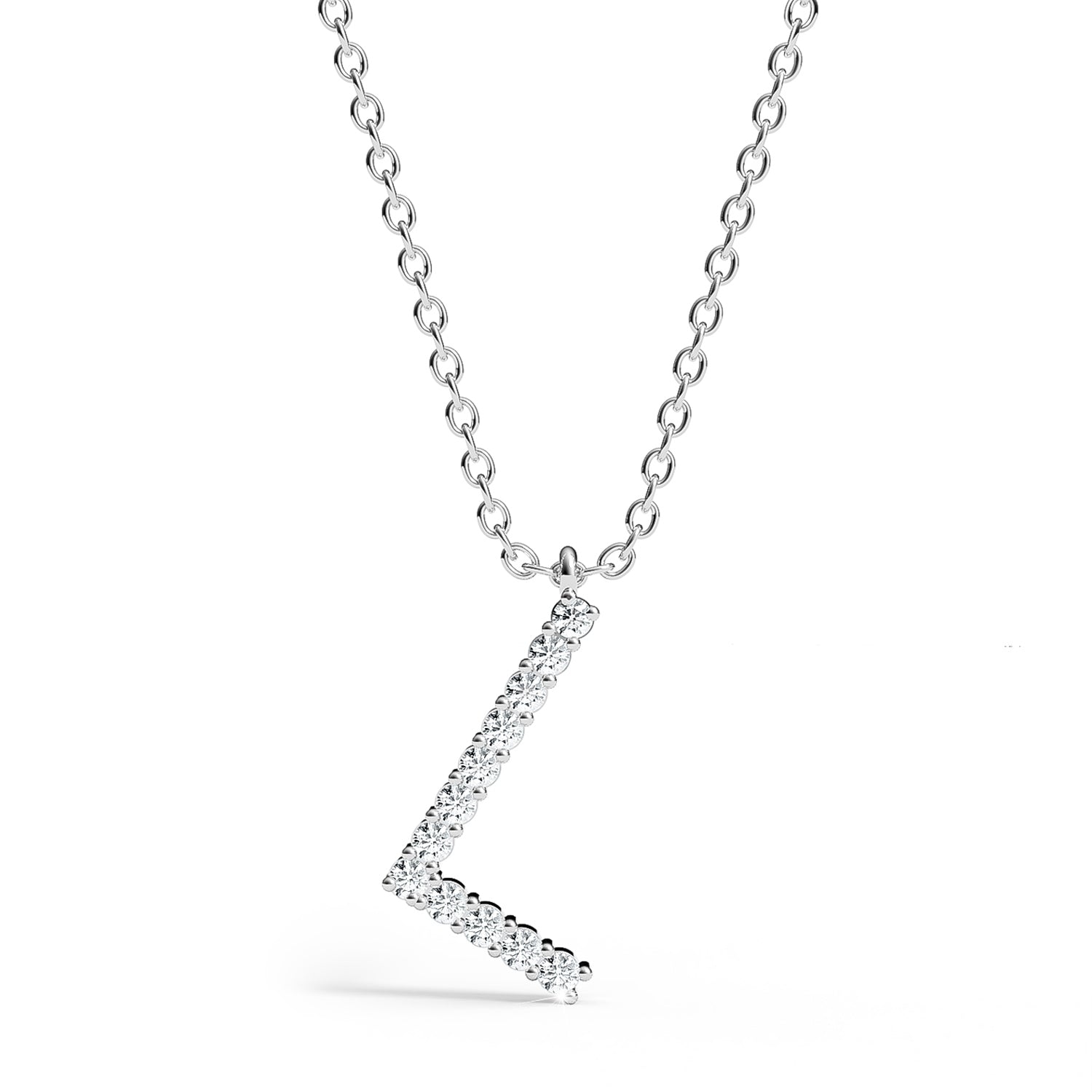 PENELOPE | Diamond Letter Pendant in 9ct White Gold (A-Z)