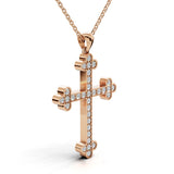 LENA diamond cross pendant in rose gold, 0.35ct total weight, side view