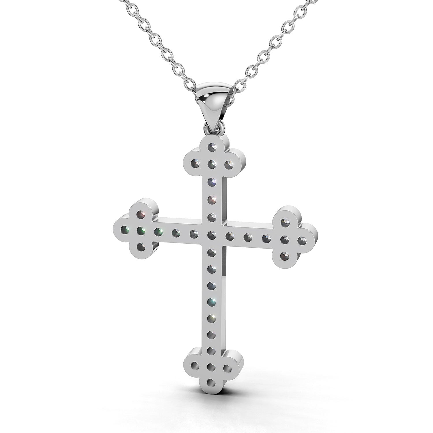 LENA diamond cross pendant in white gold, 0.35ct total weight, back view