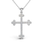 LENA diamond cross pendant in white gold, 0.35ct total weight, front view