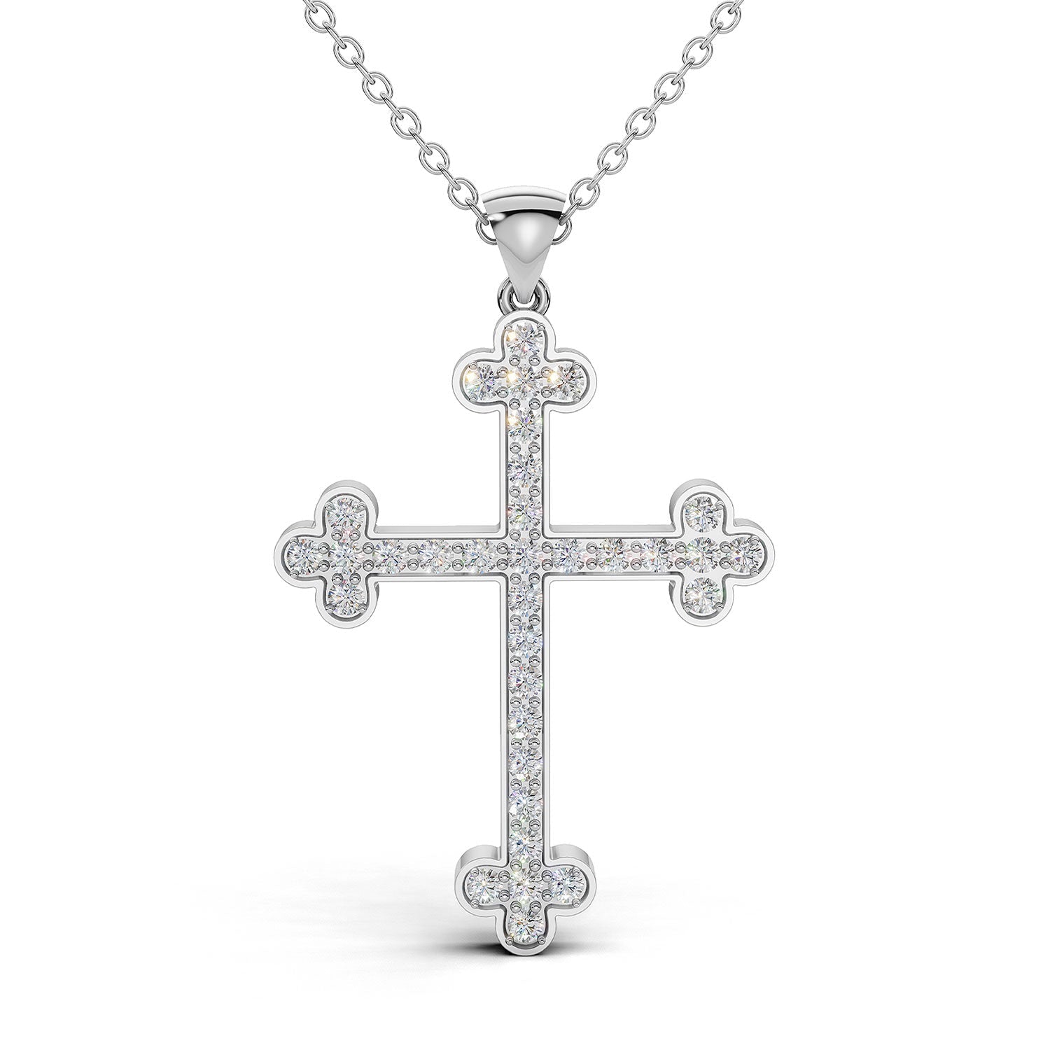 LENA diamond cross pendant in white gold, 0.35ct total weight, front view