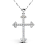 LENA diamond cross pendant in white gold, 0.35ct total weight, front view