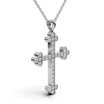 LENA diamond cross pendant in white gold, 0.35ct total weight, side view
