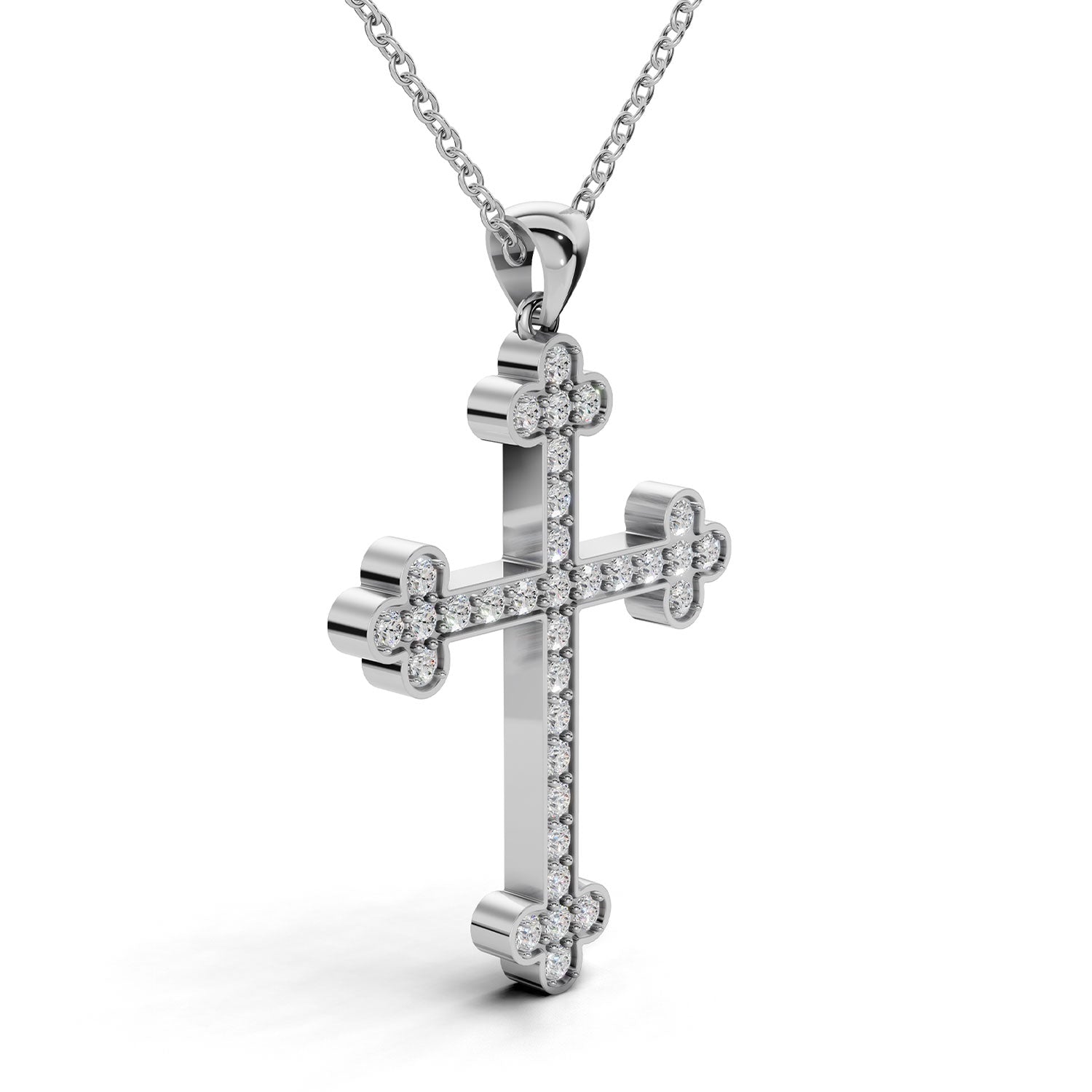 LENA diamond cross pendant in white gold, 0.35ct total weight, side view