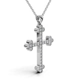LENA diamond cross pendant in white gold, 0.35ct total weight, side view