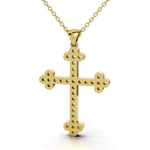 LENA diamond cross pendant in yellow gold, 0.35ct total weight, back view