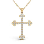 LENA diamond cross pendant in yellow gold, 0.35ct total weight, front view