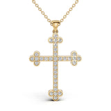 LENA diamond cross pendant in yellow gold, 0.35ct total weight, front view
