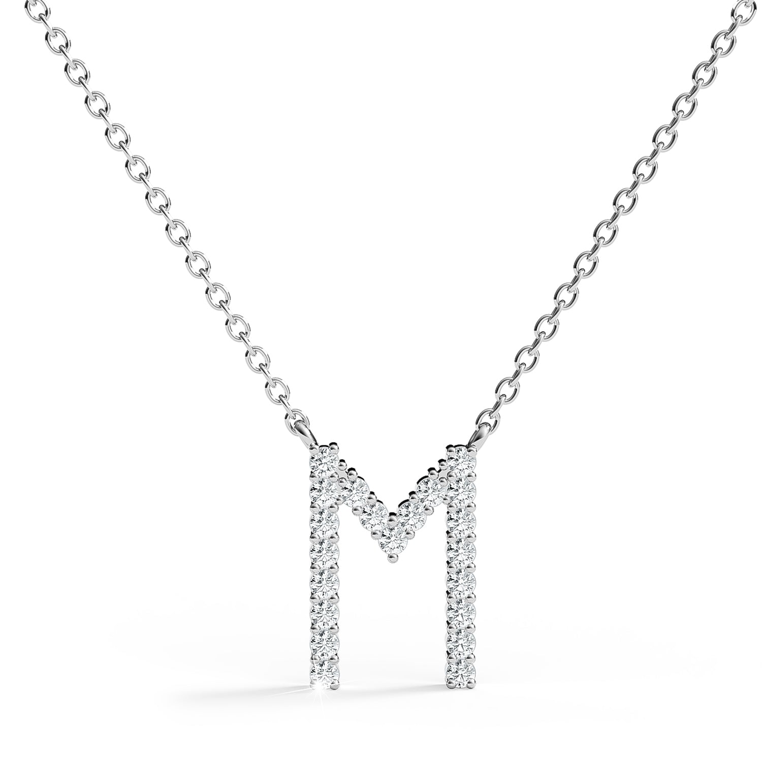 PENELOPE | Diamond Letter Pendant in 9ct White Gold (A-Z)