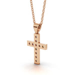 MARY diamond cross pendant in rose gold, 0.20ct total weight, back view