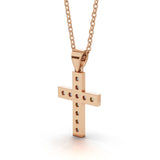 MARY diamond cross pendant in rose gold, 0.20ct total weight, back view