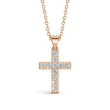 MARY diamond cross pendant in rose gold, 0.20ct total weight, front view