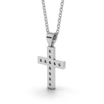 MARY diamond cross pendant in white gold, 0.20ct total weight, back view