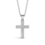 MARY diamond cross pendant in white gold, 0.20ct total weight, front view