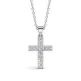 MARY diamond cross pendant in white gold, 0.20ct total weight, front view
