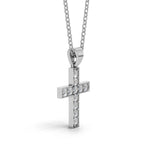 MARY diamond cross pendant in white gold, 0.20ct total weight, side view