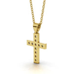MARY diamond cross pendant in yellow gold, 0.20ct total weight, back view