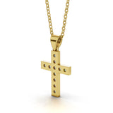 MARY diamond cross pendant in yellow gold, 0.20ct total weight, back view