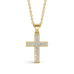 MARY diamond cross pendant in yellow gold, 0.20ct total weight, front view