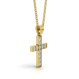 MARY diamond cross pendant in yellow gold, 0.20ct total weight, side view