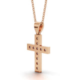 MARY diamond cross pendant in rose gold, 0.40ct total weight, back view