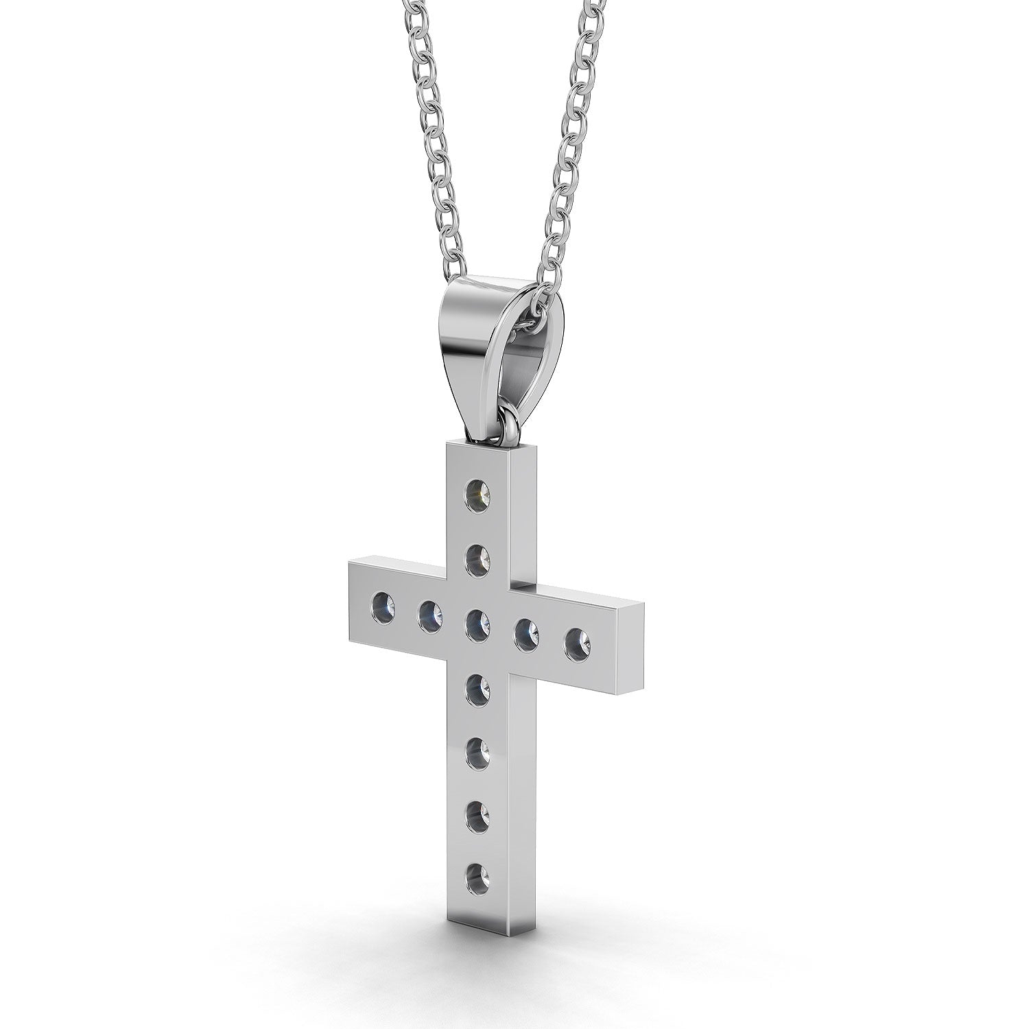 MARY diamond cross pendant in white gold, 0.40ct total weight, back view