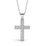 MARY diamond cross pendant in white gold, 0.40ct total weight, front view