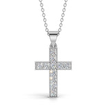 MARY diamond cross pendant in white gold, 0.40ct total weight, front view