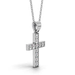 MARY diamond cross pendant in white gold, 0.40ct total weight, side view