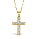 MARY diamond cross pendant in yellow gold, 0.40ct total weight, front view
