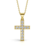 MARY diamond cross pendant in yellow gold, 0.40ct total weight, front view