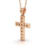 MARY diamond cross pendant in rose gold, 0.60ct total weight, back view