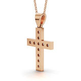 MARY diamond cross pendant in rose gold, 0.60ct total weight, back view