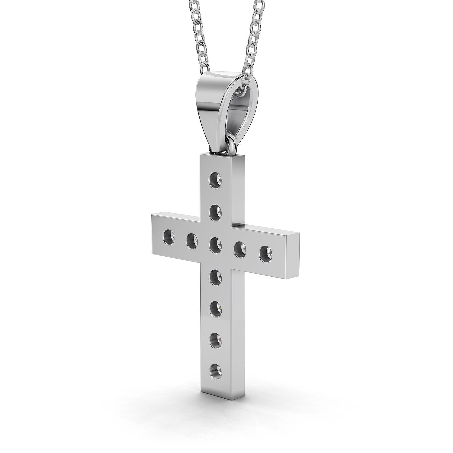 MARY diamond cross pendant in white gold, 0.60ct total weight, back view