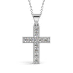 MARY diamond cross pendant in white gold, 0.60ct total weight, front view