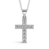 MARY diamond cross pendant in white gold, 0.60ct total weight, front view