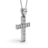 MARY diamond cross pendant in white gold, 0.60ct total weight, side view