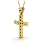 MARY diamond cross pendant in yellow gold, 0.60ct total weight, back view