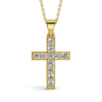 MARY diamond cross pendant in yellow gold, 0.60ct total weight, front view