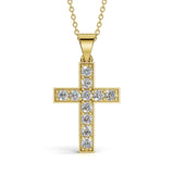 MARY diamond cross pendant in yellow gold, 0.60ct total weight, front view