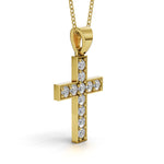 MARY diamond cross pendant in yellow gold, 0.60ct total weight, side view