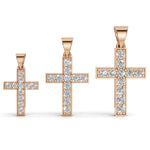 MARY diamond cross pendants in rose gold, all three sizes together: 0.20ct, 0.40ct and 0.60ct total weight
