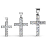 MARY diamond cross pendants in white gold, all three sizes together: 0.20ct, 0.40ct and 0.60ct total weight