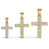 MARY diamond cross pendants in yellow gold, all three sizes together: 0.20ct, 0.40ct and 0.60ct total weight