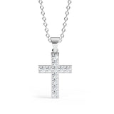 MARY | Diamond Cross Pendant in White Gold (0.20ct - 0.60ct)