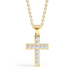 ELENA | Kreuzanhänger mit rundem Brillantdiamanten aus 9 Karat Weißgold (0,20 ct – 0,60 ct)