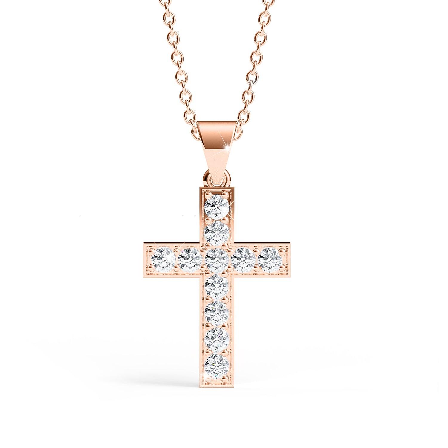 MARY | Diamond Cross Pendant in Rose Gold (0.20ct - 0.60ct)