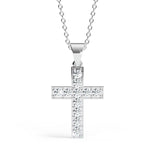 MARY | Diamond Cross Pendant in White Gold (0.20ct - 0.60ct)